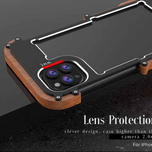 Ironwood Metal and Wooden Armor Bumper Case for iPhone 14 Plus