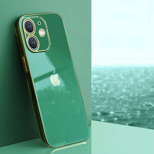Electroplated Golden Edges Glossy Glass Back Case For iPhone 11 - Premium Cases