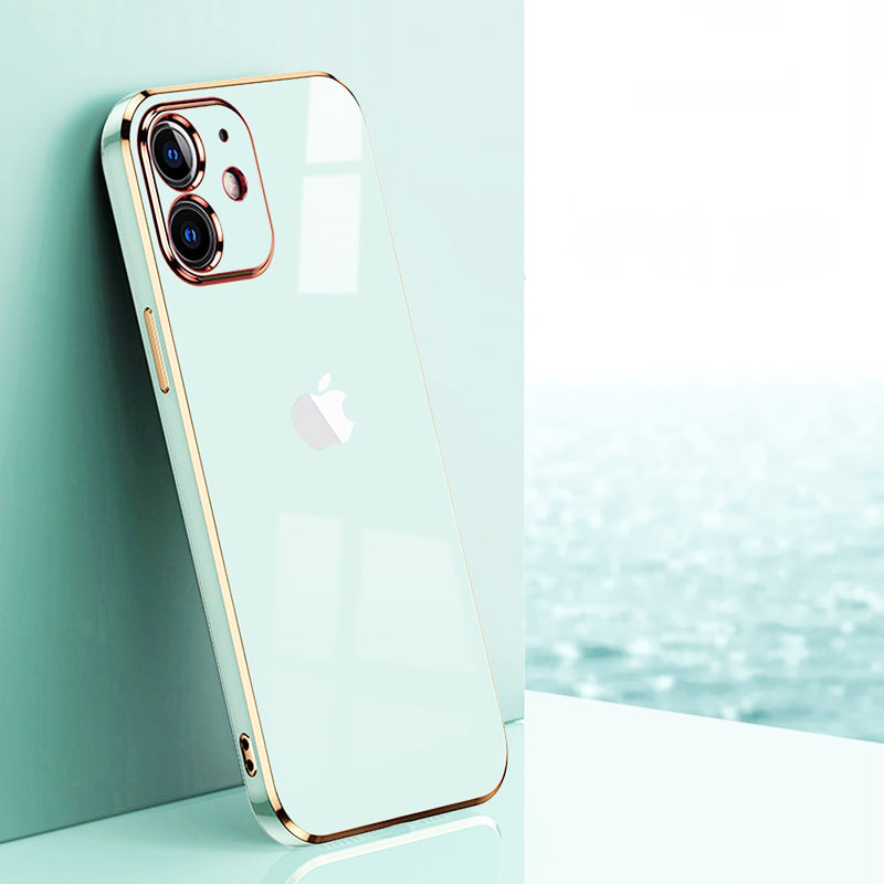 Electroplated Golden Edges Glossy Glass Back Case For iPhone 11 - Premium Cases