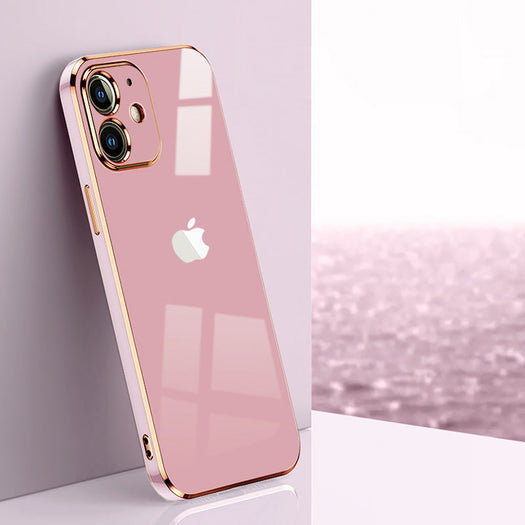 Electroplated Golden Edges Glossy Glass Back Case For iPhone 11 - Premium Cases