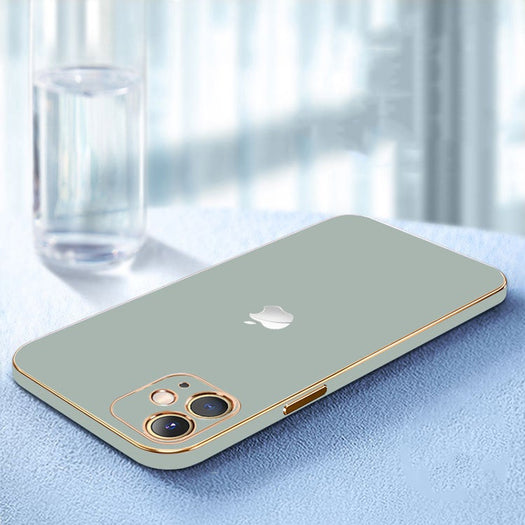 The Luxurious Glass Back Case With Golden Edges For iPhone 12