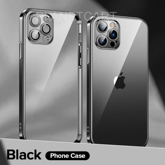 Luxury Square Silicon Clear Back Case With Camera Protection For iPhone Series - Premium Cases