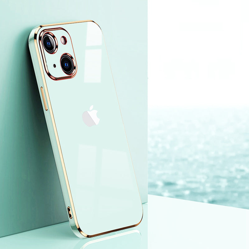 Electroplated Golden Edges Glossy Glass Back Case For iPhone For iPhone Series - Premium Cases