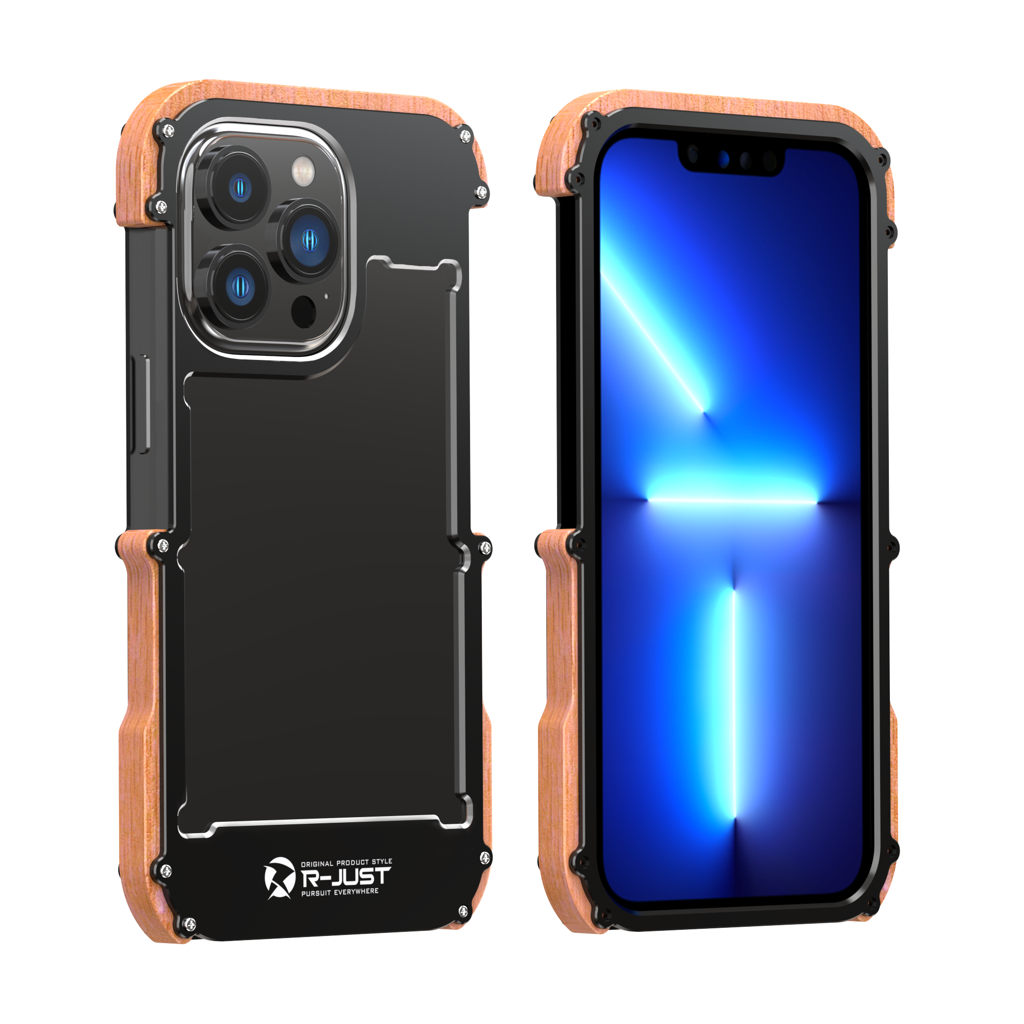 Ironwood Metal and Wooden Armor Bumper Case for iPhone 14 Plus