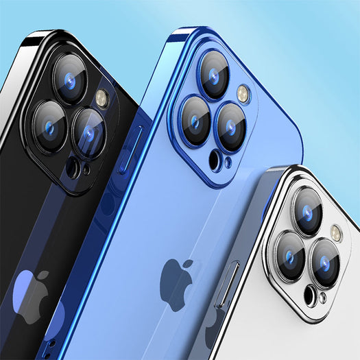 Luxury Square Silicon Clear Back Case With Camera Protection For iPhone Series - Premium Cases