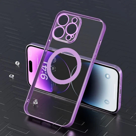 The Luxury Square Silicon Magsafe Clear Case With Camera Protection For iPhone 14