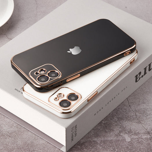 Luxurious Gold Edge Glass Back Case For iPhone 12