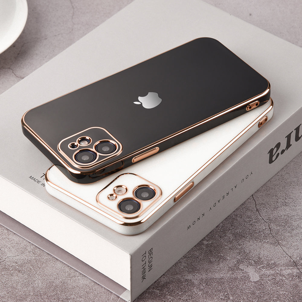 Luxurious Gold Edge Glass Back Case For iPhone 12