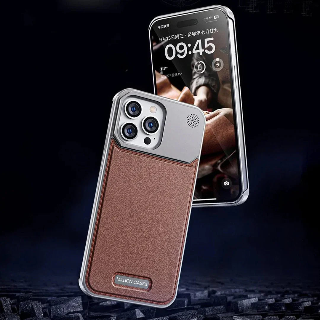 Premium Metallic Leather Case For iPhone 16 Pro Max