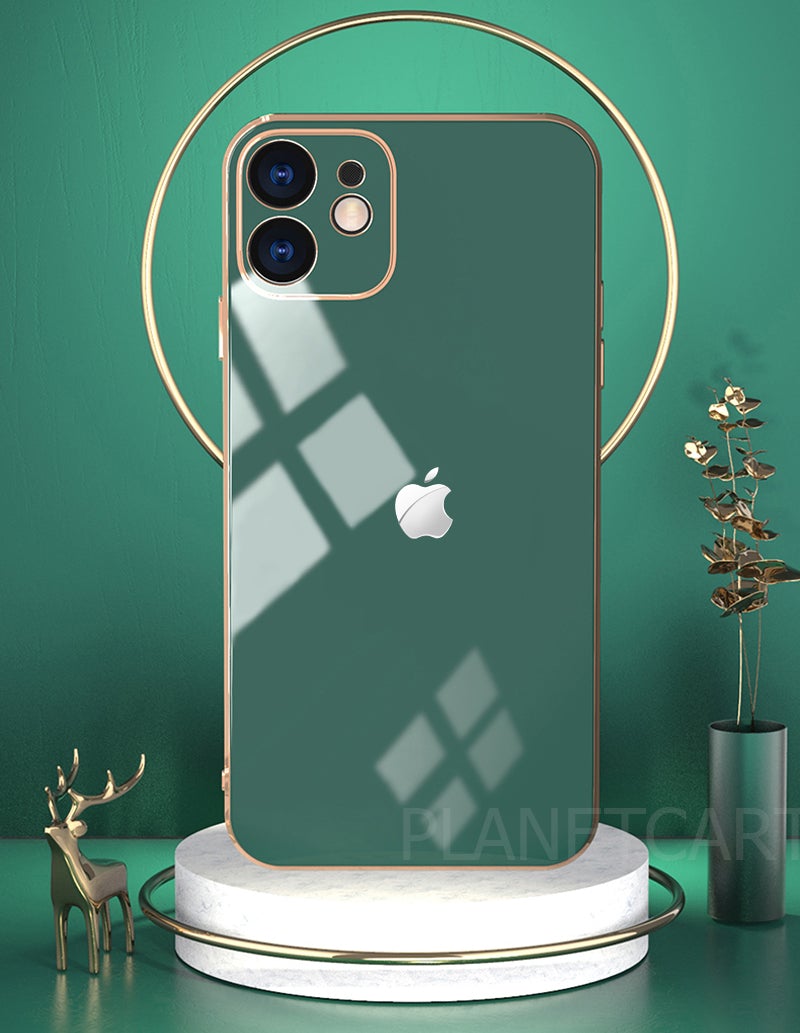 Luxurious Glass Back Case With Golden Edges For iPhone 11 Pro Max