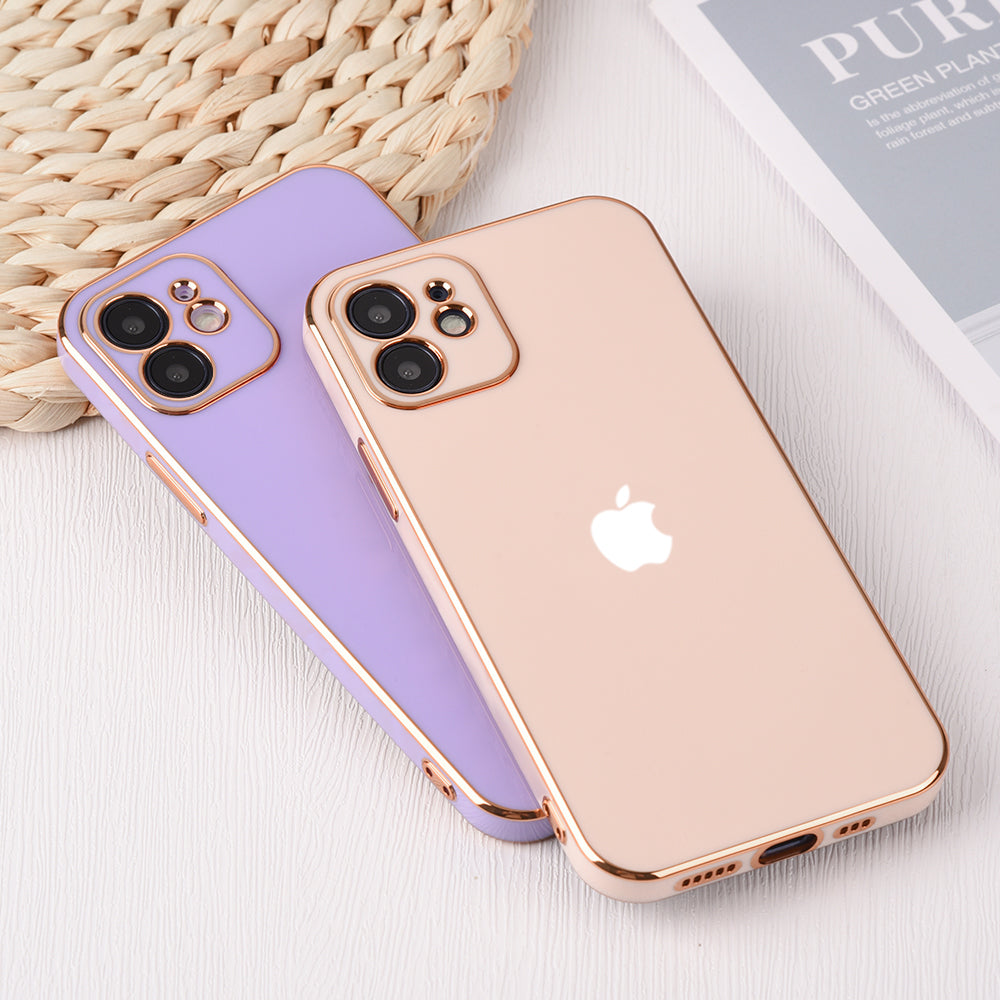 Luxurious Gold Edge Glass Back Case For iPhone 12