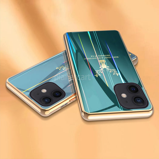 Gradient Electroplated Deer Glass Back Case For iPhone 12 - planetcartonline