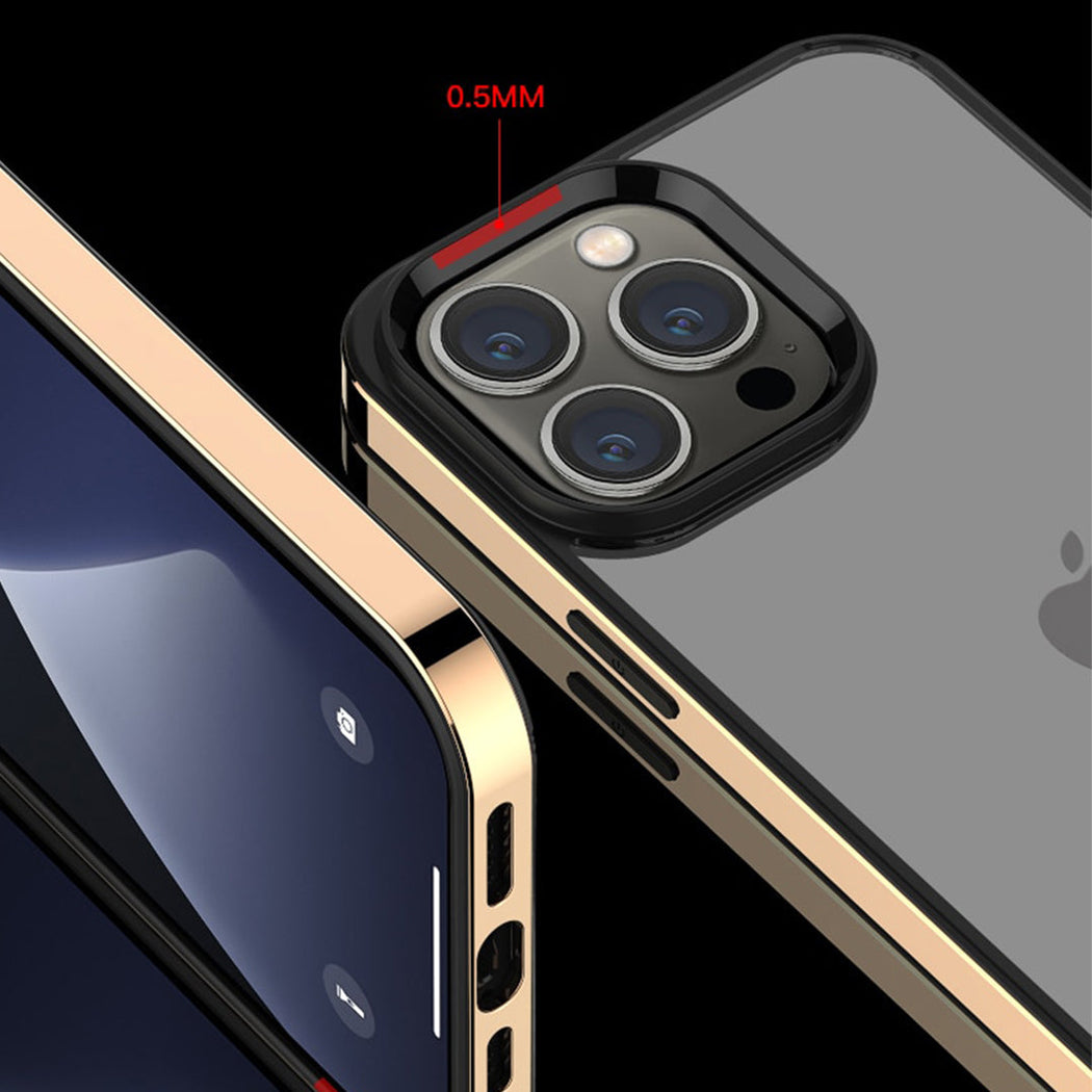 Luxury Transparent Electroplated Square Clear Back Bumper Case For iPhone 14 Series