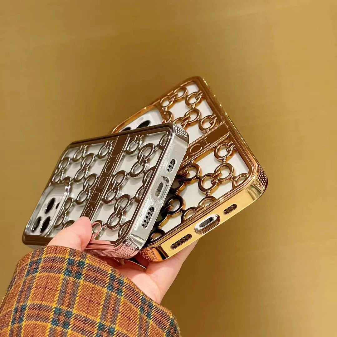 Premium Luxury Electroplated 3D Carved Plating Back Case Cover for iPhone 13