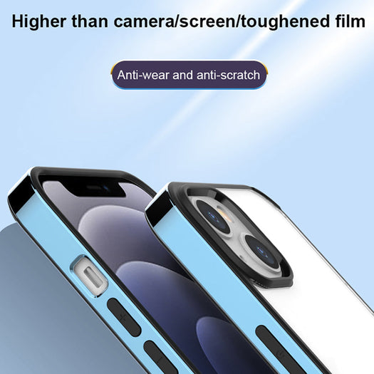 Luxury Transparent Electroplated Square Clear Back Bumper Case For iPhone 14 Series