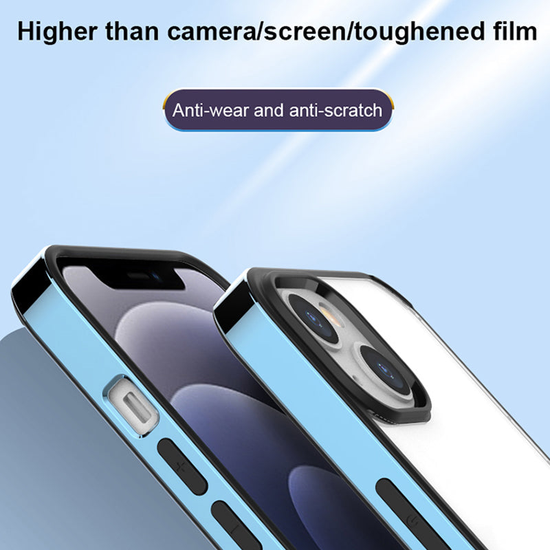 Luxury Transparent Electroplated Square Clear Back Bumper Case For iPhone 14 Series