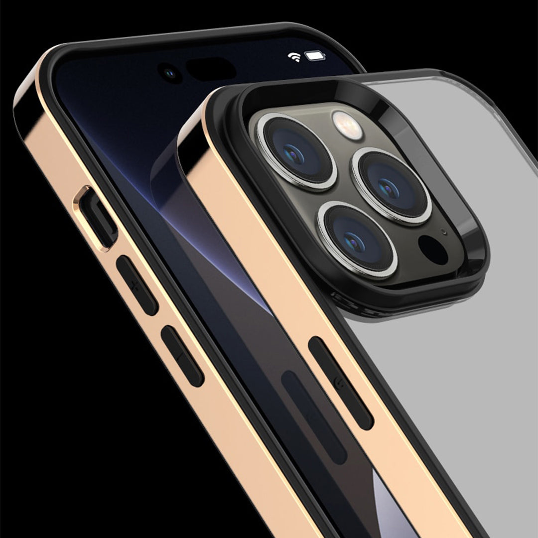 Luxury Transparent Electroplated Square Clear Back Bumper Case For iPhone 14 Series