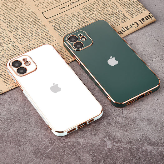 Luxurious Gold Edge Glass Back Case For iPhone 12