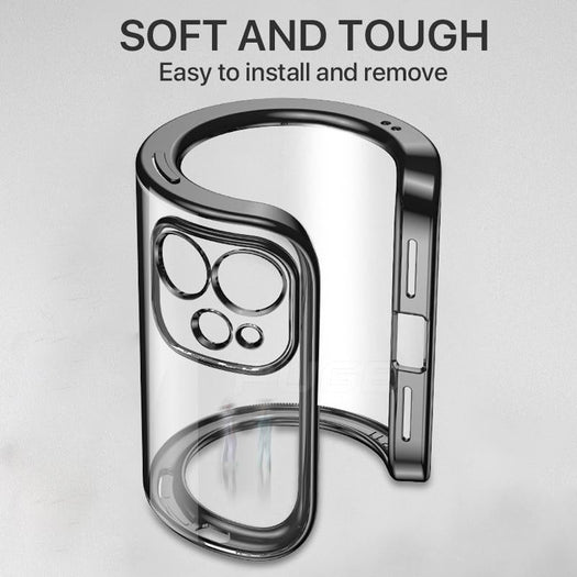 The Luxury Square Silicon Silver Clear Case With Camera Protection For iPhone 13 Pro - planetcartonline