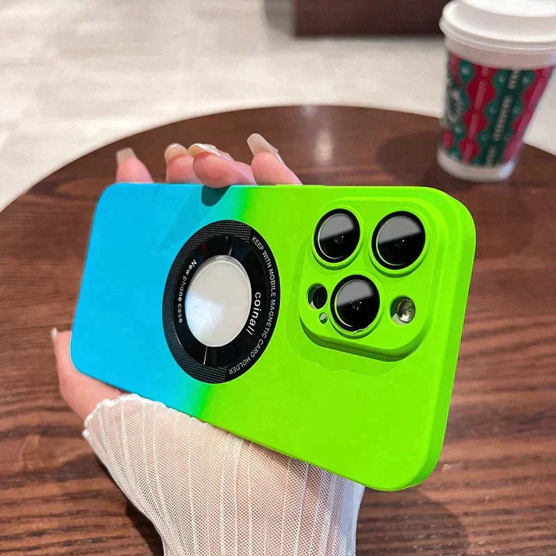 Luxury Gradient Design Camera Lens Protector Case With Magsafe for iPhone 15