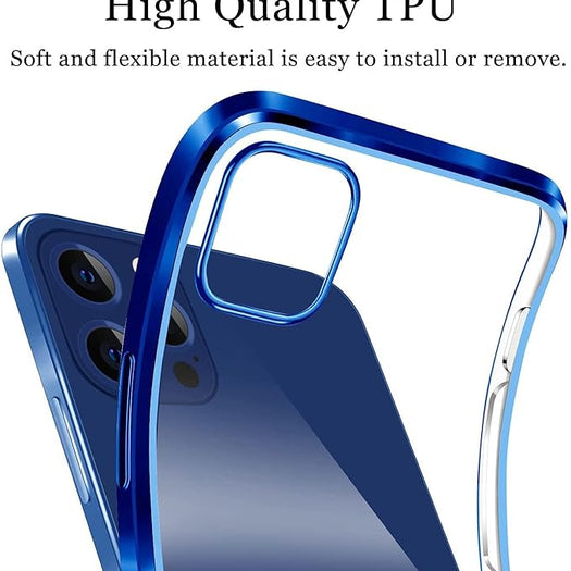 Premium Glossy Look Square Silicon Clear Black Case For iPhone