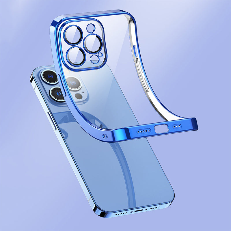 Luxury Square Silicon Clear Back Case With Camera Protection For iPhone Series - Premium Cases