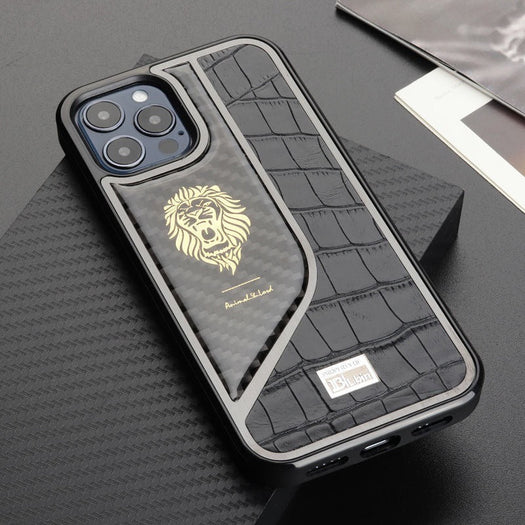 Belbin Genuine Leather Carbon Fiber Case For iPhone 13 Pro