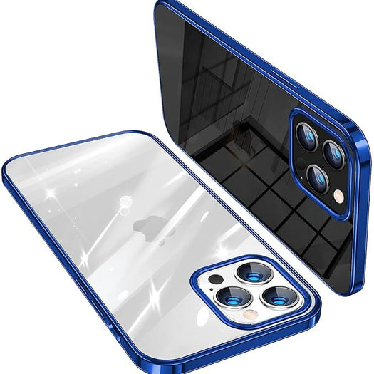 Premium Glossy Look Square Silicon Clear Black Case For iPhone