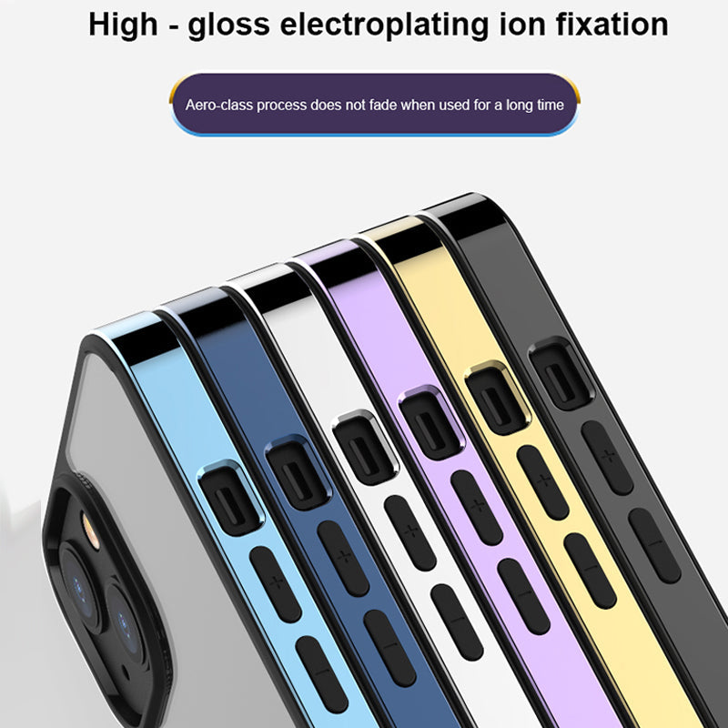 Luxury Transparent Electroplated Square Clear Back Bumper Case For iPhone 14 Plus