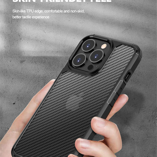 Luxury Carbon Fiber Transparent  Shockproof Armor Case for iPhone 13 - Premium Cases