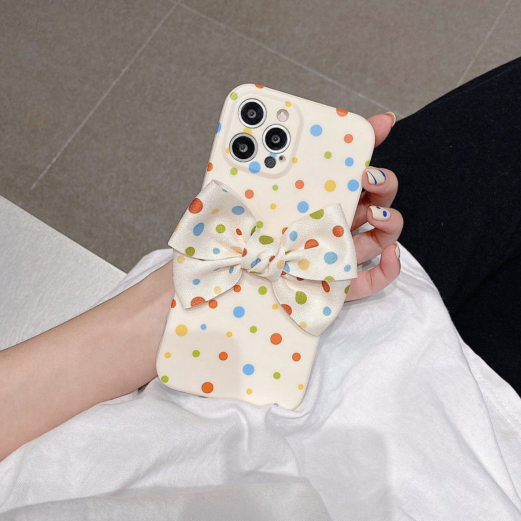 Premium Colorful Polka Dots Bow Back Case for Apple iPhone 13 Pro Max