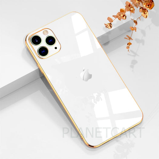 Luxurious Glass Back Case With Golden Edges For iPhone 11 Pro Max