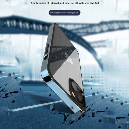 Luxury Transparent Electroplated Square Clear Back Bumper Case For iPhone 13