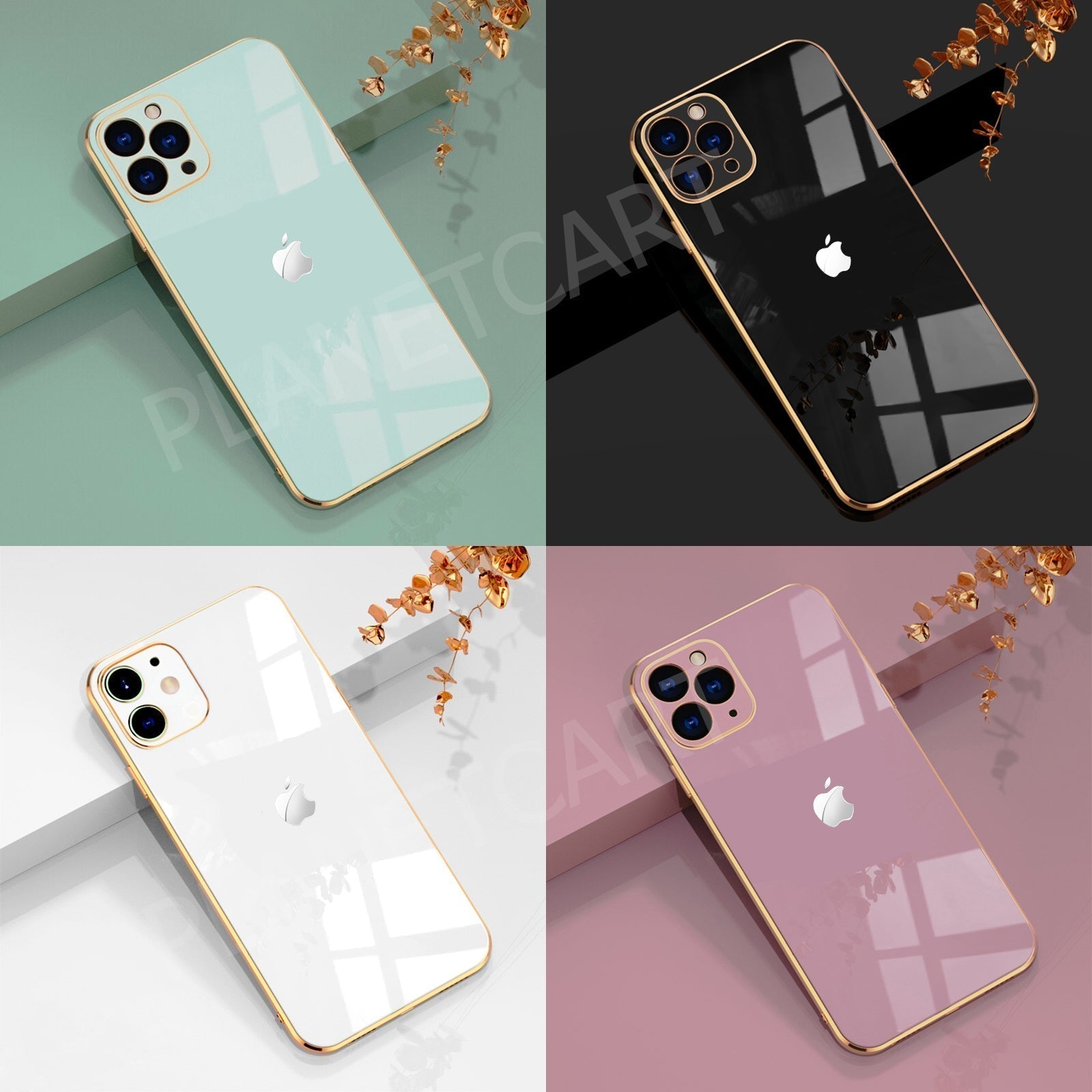Luxurious Glass Back Case With Golden Edges For iPhone 11 Pro Max