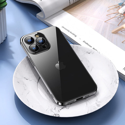 Luxury Square Silicon Clear Back Case With Camera Protection For iPhone Series - Premium Cases