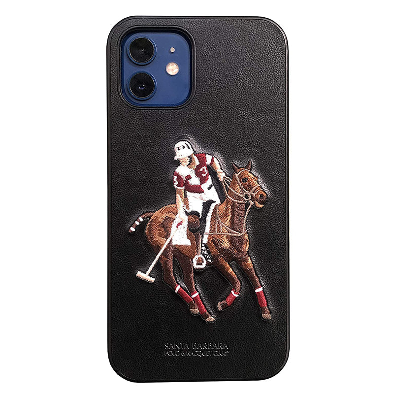 Santa Barbara Jockey Series Genuine Leather Black Case For iPhone 12 Mini - Premium Cases
