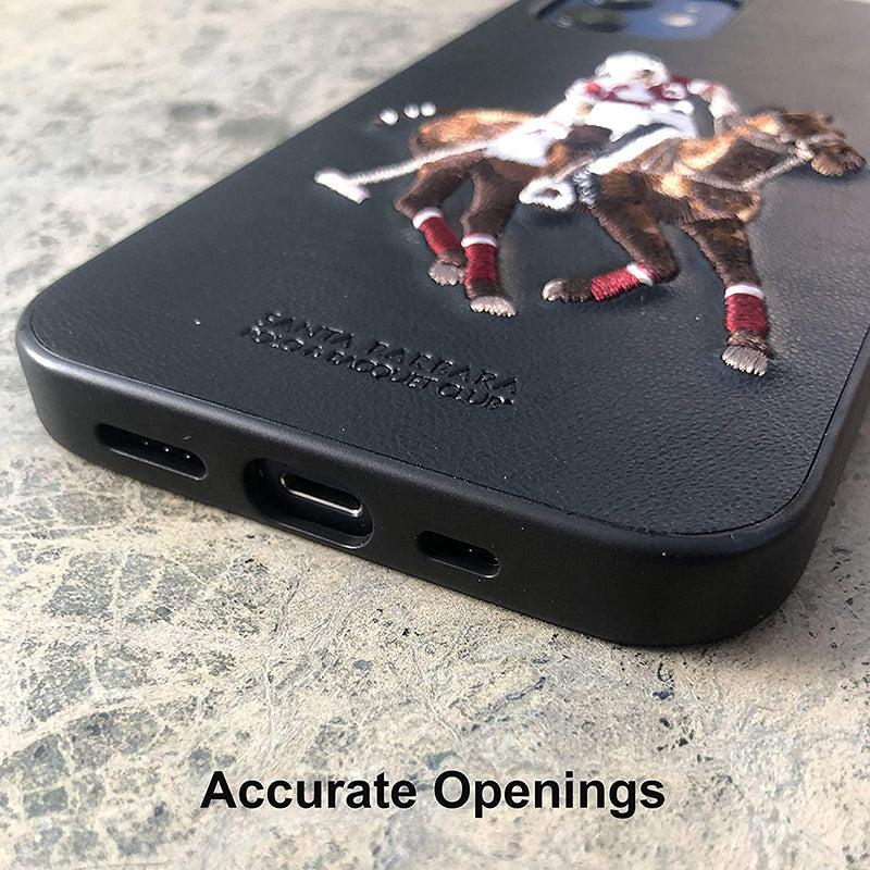 Santa Barbara Jockey Series Genuine Leather Black Case For iPhone 12 Mini - Premium Cases