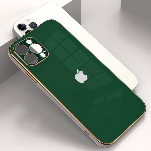 Luxurious Gold Edge Glass Back Case For iPhone 11 Pro