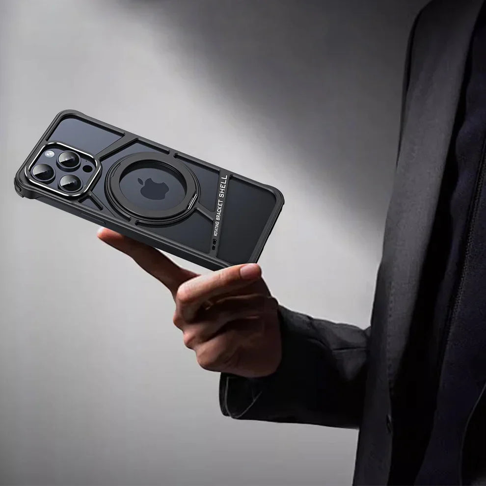 Metal Zig Pattern Stand Case For iPhone 16 Pro