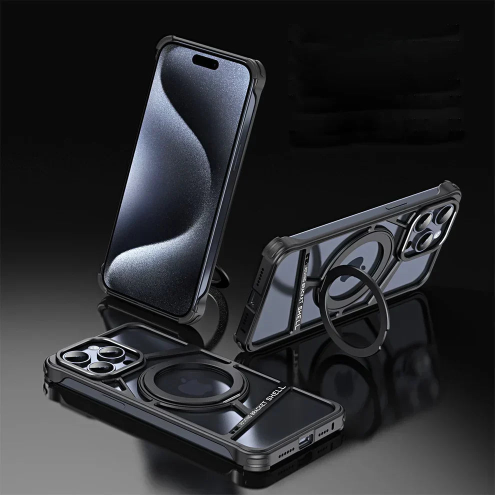 Metal Zig Pattern Stand Case For iPhone 16 Series