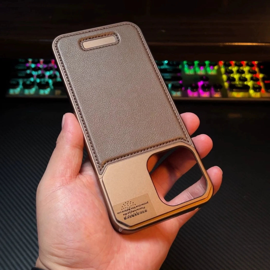 Premium Metallic Leather Case For iPhone 16 Pro