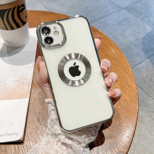 Premium Electroplated Luxury Square Silicon Clear Logo Cut Camera Protection Back Case Cover For iPhone 11