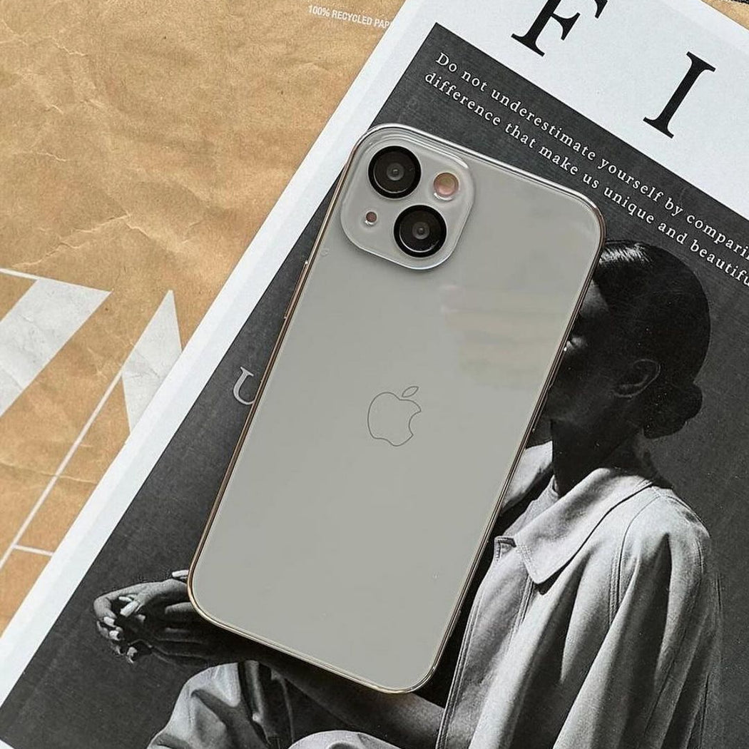 New Prism Premium Glass Logo Back Case For iPhone 15 Plus