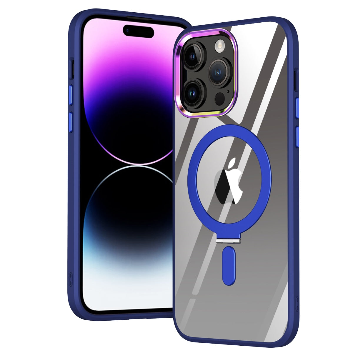 Magsafe Stand Transparent Gradient Back Case Cover for iPhone