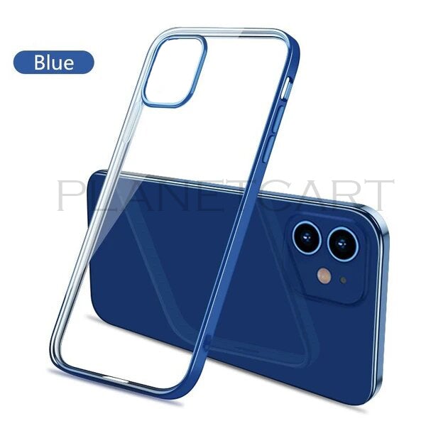 Premium Glossy Look Square Silicon Clear Case For iPhone 12 Series