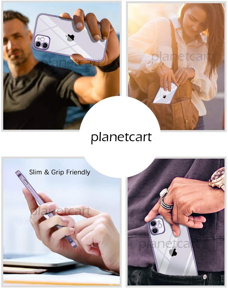 Luxury Square Silicon Clear Case With Camera Protection For iPhone 12 Pro