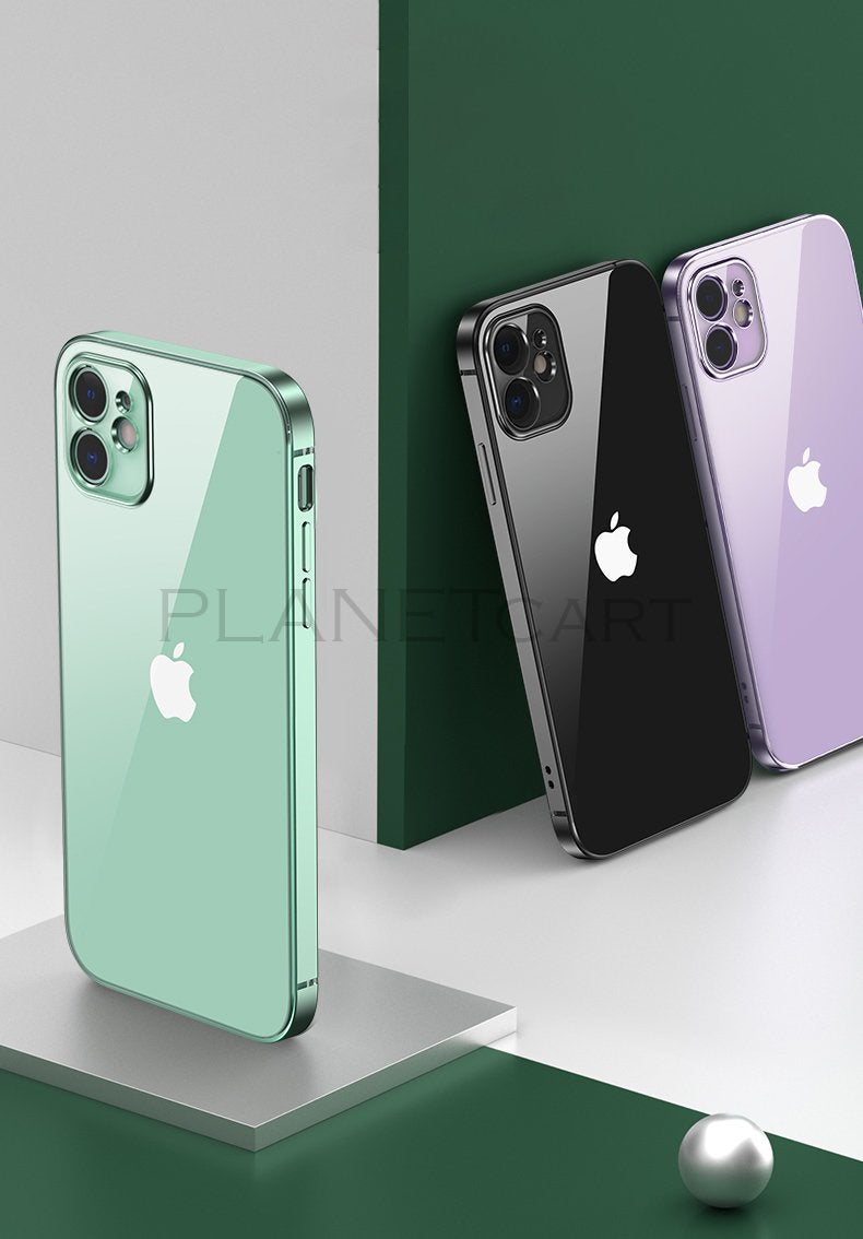 Premium Glossy Look Square Silicon Clear Case For iPhone 12 Series