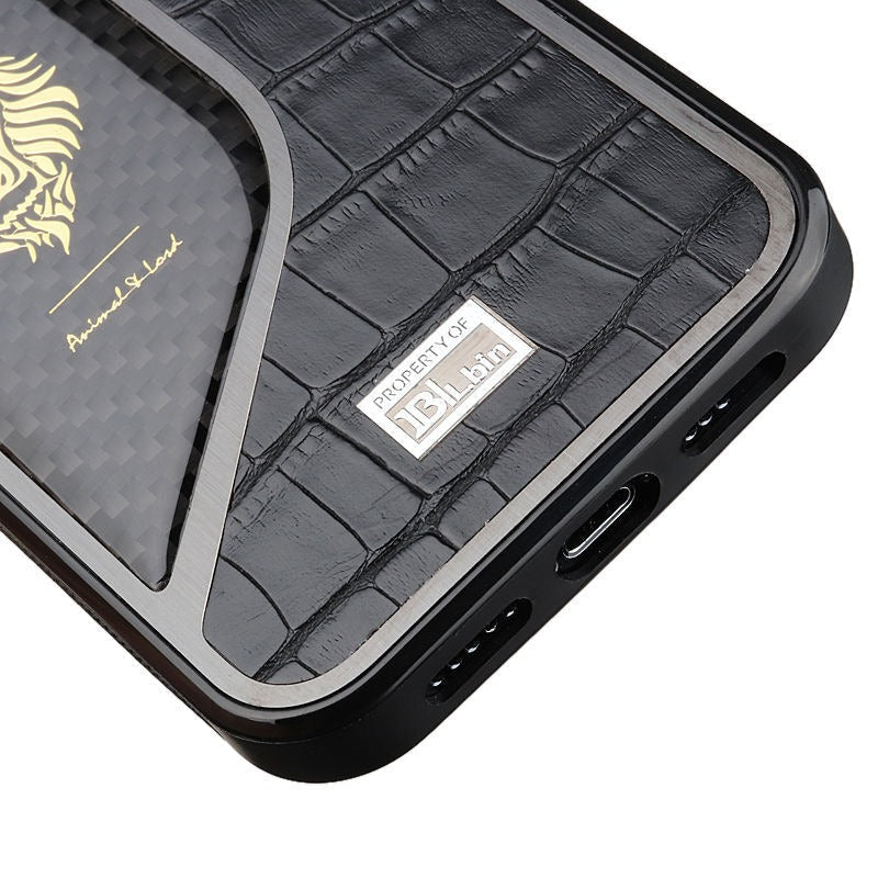 Belbin Genuine Leather Carbon Fiber Case For iPhone 13 Pro