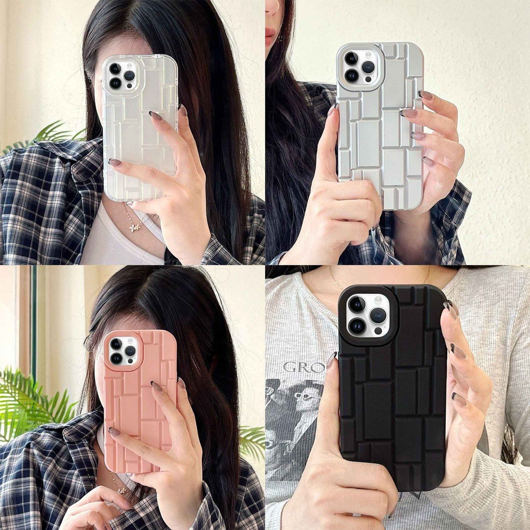 3D Silicone High Elastic line stripe design Case For iPhone 15