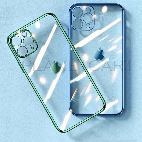 Luxury Square Silicon Clear Case With Glass Camera Lens Protection For iPhone 12